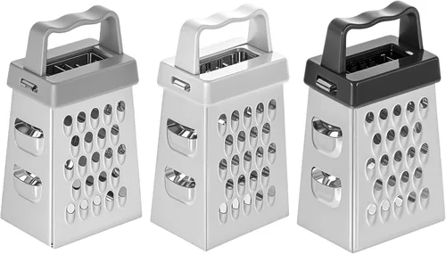 ElevateTech Mini rallador de queso, 3 unidades, rallador de caja de acero inoxidable con asa, ralladores profesionales para rebanar quesos de Blanco