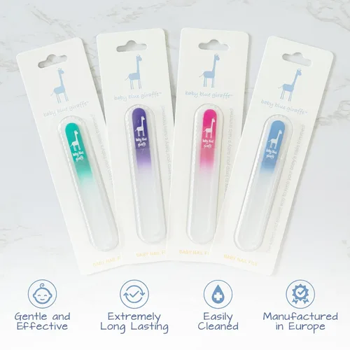 Miniatura 5 de Lima de uñas de bebé de jirafa azul: 100% fabricada en Europa, la lima de uñas original de cristal para bebé, bbg222_stickerless, Azul, 1