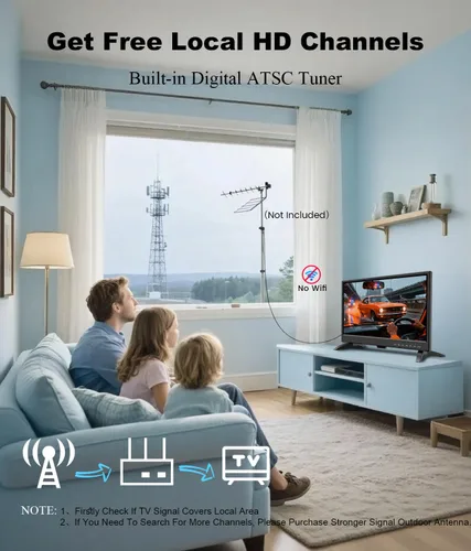 Miniatura 3 de Televisor LED de 19 Pulgadas de Pantalla Ancha con Sintonizadores Digitales ATSC HDMI/VGA/RCA/USB, Televisor de Pantalla Plana de 19 Pulgadas