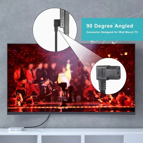 Miniatura 6 de Cable de alimentación de 90 grados, IEC de ángulo recto de 2 pies, fuente de alimentación universal para PC, 16 AWG, NEMA 5-15P negro tipo ángulo a