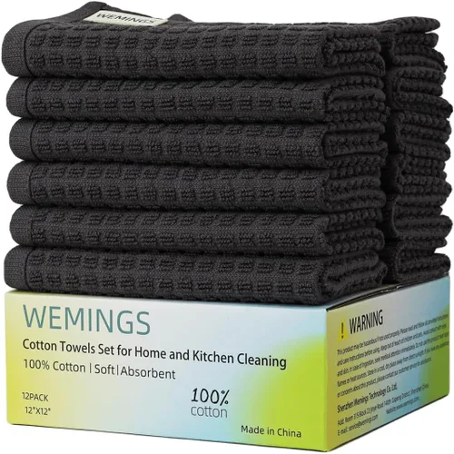 Juego de 12 paños de cocina de algodón para la limpieza del hogar y la cocina, 12 x 12 pulgadas, paquete de 12 paños de cocina, trapos de cocina,
