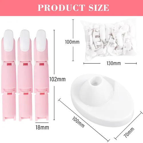 Miniatura 6 de Dedo de práctica para uñas acrílicas, 1 dedo de maniquí falso ajustable con 1 base de dedo acrílica y 100 puntas de uñas marrones, uñas postizas