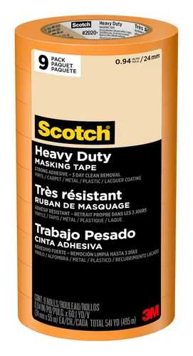 Miniatura 15 de Scotch Cinta adhesiva resistente para pintores, 6 rollos, 3.58 cm x 54.9 m, para uso en vinilo, alfombra, metal y plástico, cinta adhesiva