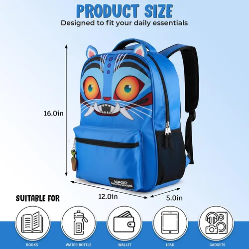 Miniatura 3 de AI ACCESSORY INNOVATIONS K-Pop Demon Hunters - Mochila de 16 pulgadas para niñas, con un Derby de cara grande con orejas 3D y bordado, dije de bolsa