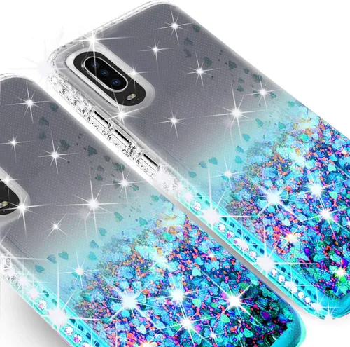 Miniatura 4 de Funda compatible con Huawei P30, con [protector de pantalla de vidrio templado] SOGA Diamond Liquid Quicksand Cover Cute Girl Women Phone Case