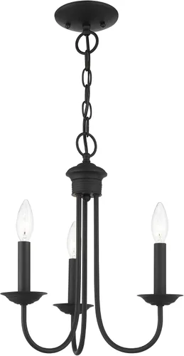Miniatura 3 de Livex Lighting 42683-04 - Lámpara de araña de acero con 3 luces para decoración del hogar, 1 lámpara de techo negra, perfecta para decoración