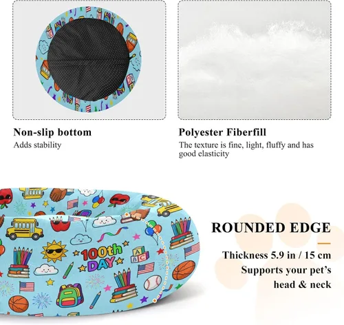 Miniatura 5 de Wudan Pet Cat Beds Donut Cuddler Fluffy Puppy Beds for Extra Small Size Pets Supplies M 100th Day Celebration Pattern Blue
