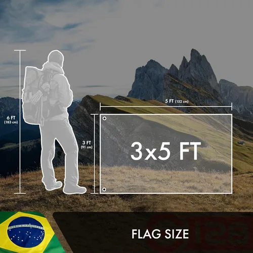 Miniatura 7 de G128 Bandera brasileña de Brasil, 3 x 5 pies, serie doble ToughWeave bordado de poliéster 210D de doble cara, bandera de país, diseño bordado