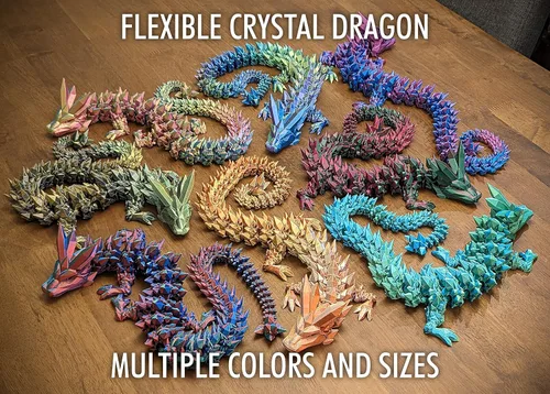 Miniatura 3 de Dragón de cristal articulado mediano de 12 pulgadas, figura de dragón de plástico impresa en 3D multicolor, colores nacarados del arco iris
