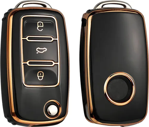 Funda para llavero VW, funda de protección completa de TPU suave premium para VW Jetta Golf Polo MK6 Passat Tiguan Beetle, Negro