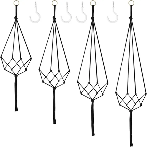 Miniatura 9 de Augshy Colgador de plantas de macramé, 2 piezas de soporte colgante para plantas con extensor, colgadores de plantas para decoración de interiores