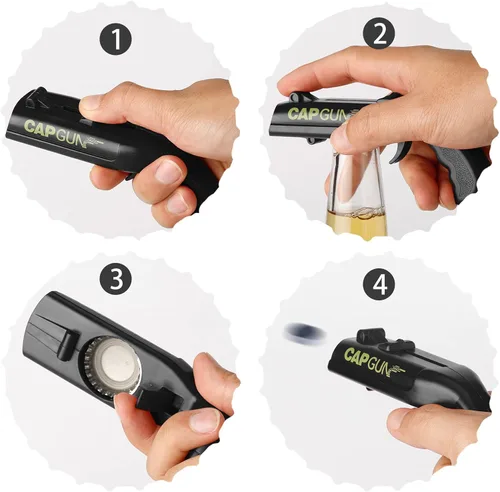 Miniatura 4 de REDIVA Pistola de tapa abridor de botellas, lanzador de disparos divertidos, pistola creativa de cerveza para juego de beber, fiesta familiar, bar