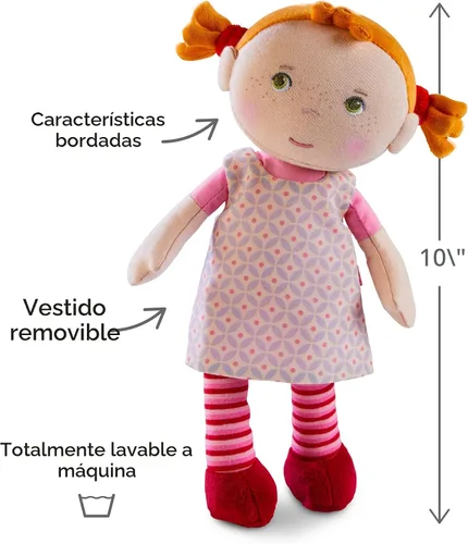 Miniatura 3 de HABA Snug-up Roya - Muñeca suave con pelo rojo y cara bordada, muñeca lavable