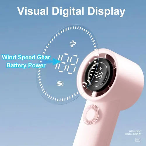 Miniatura 4 de Ventilador turbo portátil de mano con batería recargable USB de 3600 mAh, 100 velocidades, tiempo de enfriamiento máximo de 26 horas, mini Rosa
