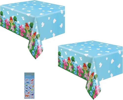 Unique Paquete de decoración de suministros para fiestas de Blue's Clues, incluye fundas de mesa de plástico (azul) - 2 unidades