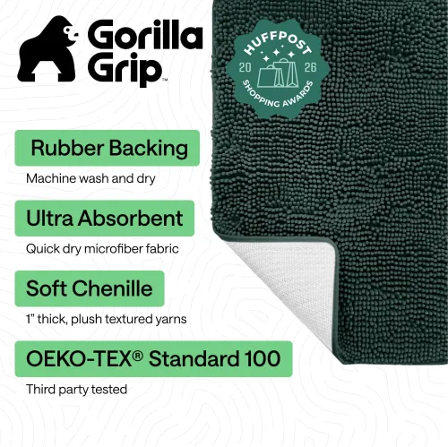 Miniatura 2 de GORILLA GRIP Alfombra de Baño 44x26, Chenilla Suave Absorbente, Tapetes de Microfibra de Secado Rápido, Respaldo de Goma Lavables Alfombras de Ducha