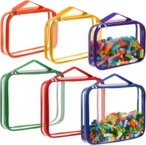 Miniatura 10 de Sanwuta 6 paquetes de bolsas de almacenamiento para juguetes, estuches organizadores de PVC con cremallera, contenedor impermeable