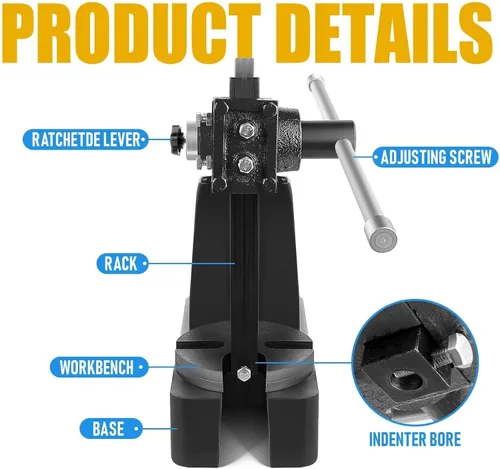 Miniatura 3 de Prensa de árbol manual de 2 toneladas con rueda de mano, altura máxima de 8.5 pulgadas, prensa manual de hierro fundido para escritorio, máquina