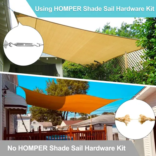 Miniatura 5 de HOMPER, juego de accesorios para toldos, kit de hardware resistente de acero inoxidable para toldos de jardín en forma de triángulo, cuadrado