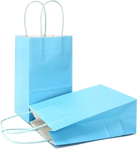 Miniatura 46 de AZOWA Bolsas de regalo mini de papel kraft con asas (Azul claro, 4x2.4x6, 25 piezas)