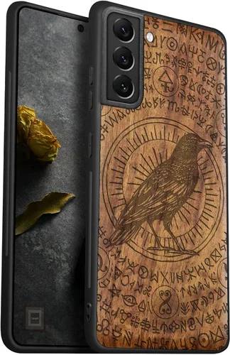 Miniatura 8 de Carveit Funda de madera para Galaxy S22 Ultra [madera natural y TPU suave negro] a prueba de golpes, diseño único de madera compatible con Samsung
