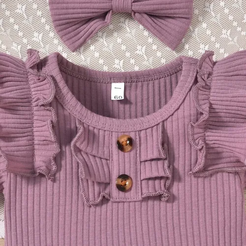 Miniatura 20 de Aalizzwell Body de manga corta para bebé niña con pantalones cortos acanalados