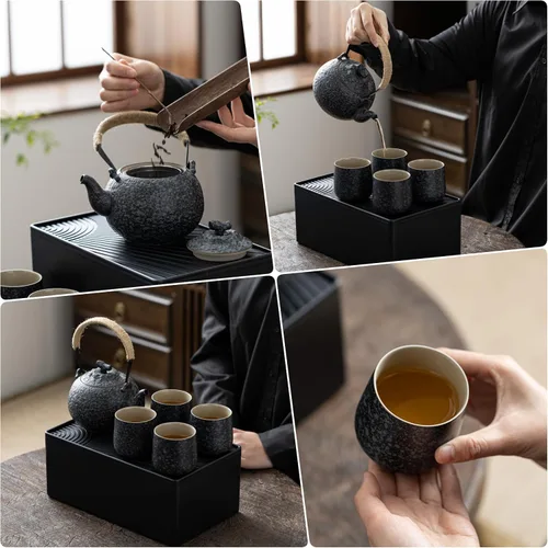 Miniatura 7 de TEANAGOO Juego de té japonés, juegos de té chino, tazas de té japonés de porcelana, juego de té chino de gongfu, juego de té asiático para adultos