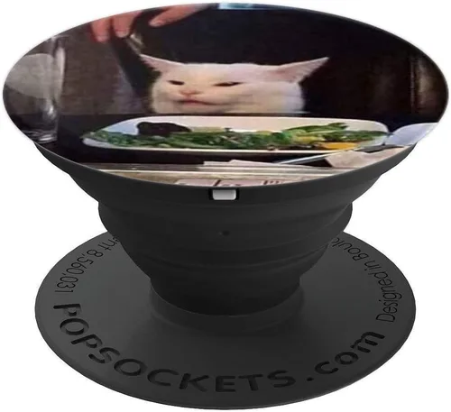 Miniatura 4 de Disgusted Cat PopSockets - Agarre y soporte para teléfonos y tabletas, Negro