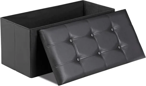 Miniatura 13 de ZenStyle Banco otomano de almacenamiento de 30 pulgadas, reposapiés plegable, banco largo de almacenamiento para zapatos con asiento acolchado