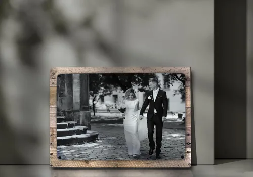 Miniatura 6 de MUNDAZE Impresión de metal de retrato personalizado en marco de paleta de madera recuperada – Regalo de foto familiar personalizado – Recuerdo