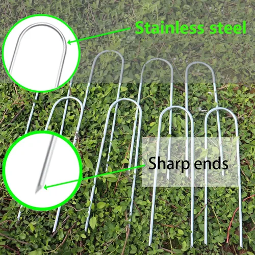 Miniatura 4 de Estacas de Anclaje para Trampolín de Servicio Pesado, Estacas para Vientos Fuertes en Forma de U con Extremos Afilados, Anclaje de Suelo de Acero