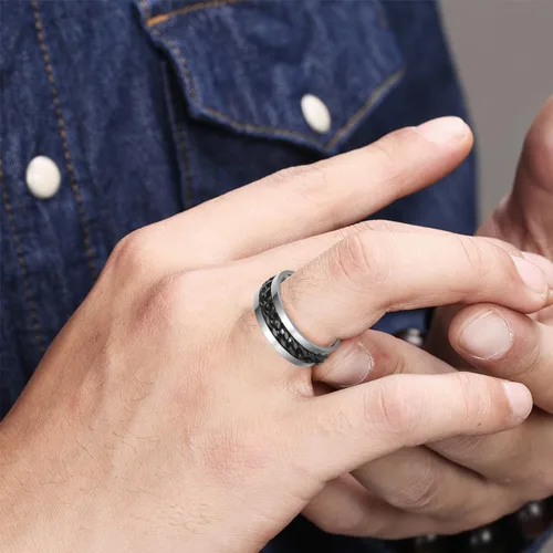 Miniatura 99 de Anillos giratorios para la ansiedad para hombre, anillos clásicos de cadena para mujeres y adultos, anillo de acero de titanio