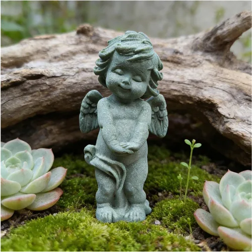 Miniatura 8 de livelyfish Estatua de ángel guardián, pequeña figura de querubín rezando, alas de arenisca, escultura de ángel para acuario, hogar, decoración