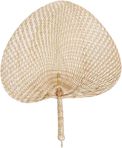 TJCGCKK - Ventilador de paja tejida hecha a mano para verano, ventilador de mano de ratán, rafia, caña de caña, ventilador de paleta manual natural,