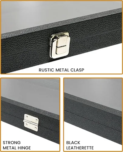 Miniatura 5 de Novel Box - Caja organizadora de joyas, cuero sintético negro, 6 x 3.75 x 2 pulgadas, caja de joyería de cristal de tamaño pequeño con tapa