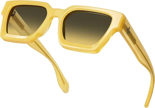 Miniatura 30 de VISOONE Moda 100% UV400 Protección Rectángulo TR90 Y2K Gafas de sol Accesorios para Mujeres Hombres RIVER, Carne de suelo/Gris Rosa