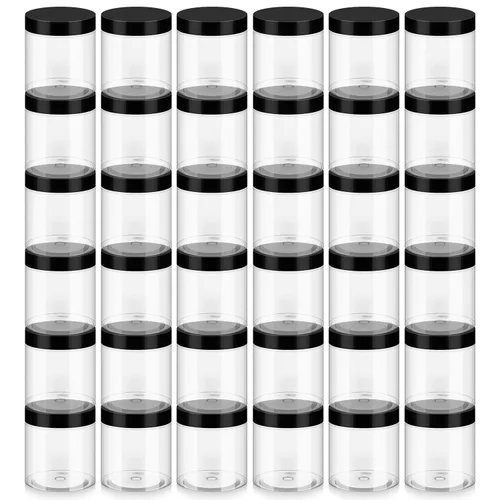 Miniatura 13 de Loretoy Paquete de 36 tarros de plástico de 2 onzas con tapas, sin BPA, reutilizables, rellenables, recipientes de cosméticos transparentes