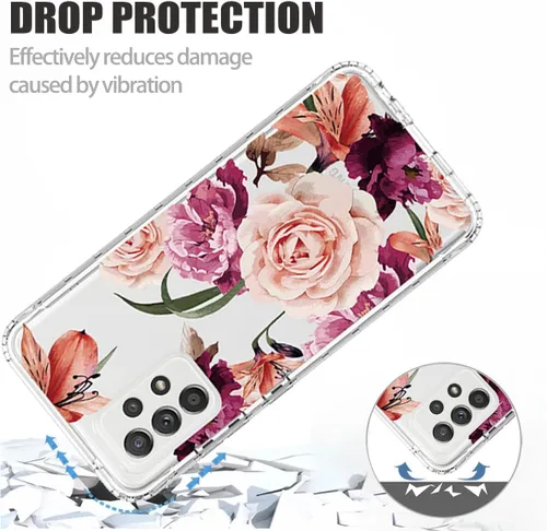Miniatura 7 de Funda para Galaxy A52 5G/4G/Samsung A52 SM-A526, bonita funda protectora de cuerpo completo transparente con protector de pantalla de vidrio