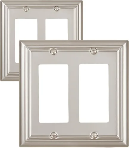 Miniatura 38 de Paquete de 1 Placa de Pared Combinada Toggle/Decorativa, Cubierta de Placa de Pared de Metal para Interruptor de Luz, Receptáculo, Interruptor