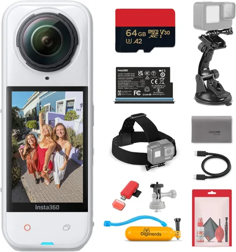 Insta360 X5 8K 360 Cámara de acción impermeable (blanca) | Sensores de 1/1.28", PureVideo AI, estabilización, vida útil de la batería de 185 Blanco