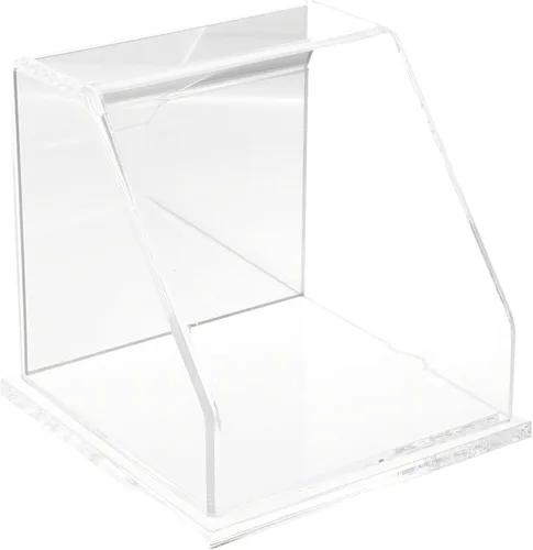 Miniatura 7 de Plymor Vitrina frontal inclinada de acrílico transparente con base de madera dura, 6 "x 6" x 6