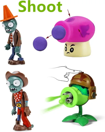 Miniatura 5 de JHESAO Juego de 7 figuras de acción de plantas y zombis, juego de juguetes de PVZ, serie 1, 2, grandes regalos para niños y fanáticos, cumpleaños