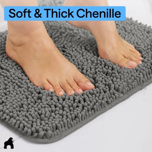 Miniatura 5 de GORILLA GRIP - Alfombra de baño de felpa absorbente y peluda con respaldo de goma para base ovalada de inodoro, alfombras lavables a máquina, suaves