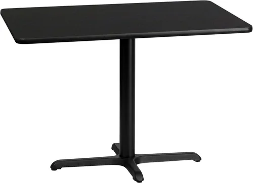 Flash Furniture Mesa rectangular laminada negra de 30 x 42 pulgadas con base de altura de mesa de 23.5 x 29.5 pulgadas