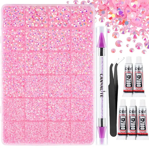 Miniatura 25 de Canvalite 5000 diamantes de imitación de resina para manualidades con pegamento de joyería B7000 de 0.3 fl oz, 1 caja de cristales de diamante