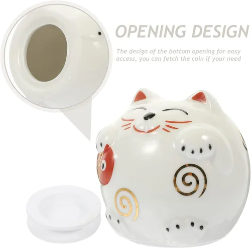Miniatura 3 de Alcancía de cerámica para gatos, tarro de dinero para gatos, estilo japonés, para niños, para cumpleaños, Navidad, Año Nuevo, decoración del hogar