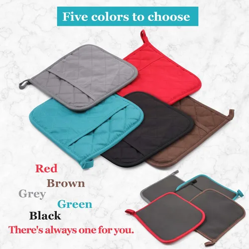 Miniatura 9 de Juego de 2 almohadillas de algodón y neopreno para horno con bolsillo de 8 x 8.5 pulgadas, juego de almohadillas calientes de doble función