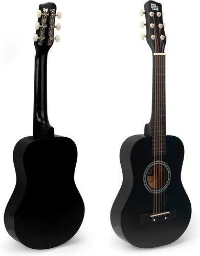 Miniatura 2 de Guitarra acústica de cuerdas de metal de 30 pulgadas, regalo para niñas, juguetes musicales para niños, instrumento musical (negro-2)