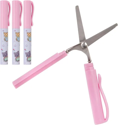 Miniatura 21 de Mini Pen Tijeras portátiles de seguridad de viaje – Gatito de jardín, gatito juguetón y cachorro de chef – 1 par cada uno