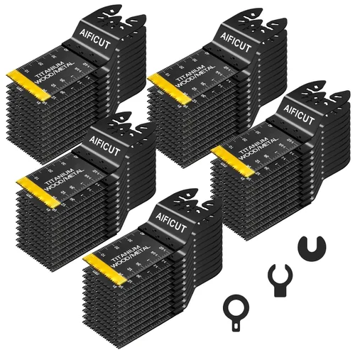 Miniatura 7 de AIFICUT 15 hojas de sierra oscilantes de titanio, cuchillas multiherramienta universales para clavos de metal, material duro y madera y plástico